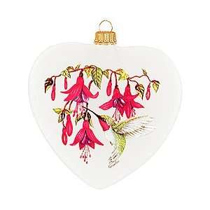 Hummingbird Heart Glass Ornament 
