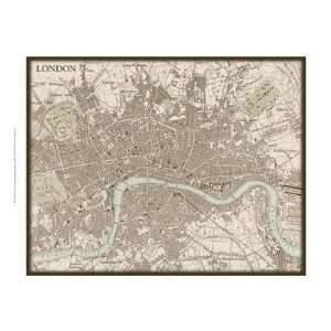  Vision Studio   Sepia Map Of London Canvas