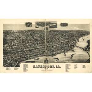  1888 Davenport, Iowa, Birds Eye Map