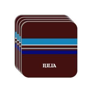 Personal Name Gift   IULIA Set of 4 Mini Mousepad Coasters (blue 