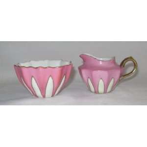  Vintage Japan Marked Noritake Pink Sugar Bowl & Creamer 