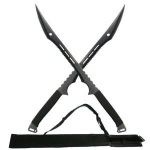  Dual 20 Stainless Steel Machetes with Sheath   Black 