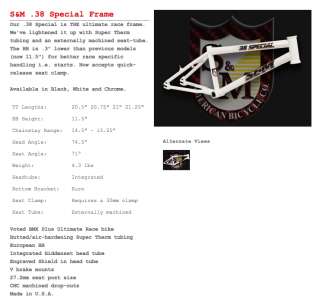 38 SPECIAL 21 BMX RACE FRAME WHITE RACE 20 .38 TRACK FIT REDLINE S 
