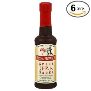 Busha Brownes Jerk Seasoning, Spicy, 5 Ounce Glass (Pack of 6 