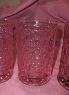 Up for sale are 4 beautiful and quite heavy vintage rose pink pressed 