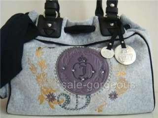 Juicy Couture Floral Glam Velour Daydreamer Bag Gray  
