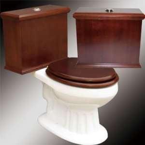  Lowboy Toilet, White Round Dark Oak Wood Tank Toilet, Flat 