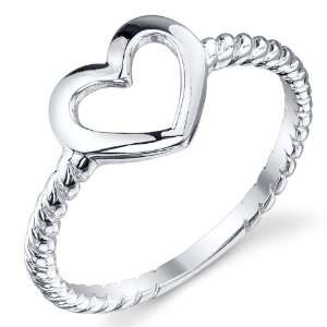   Silver 925 Heart Shape Love Ring with twisted band Size 6 Jewelry