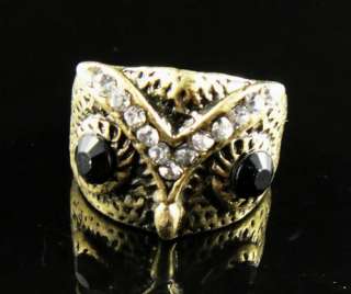OWL Shiny Diamante Bronze Unique Ring Size 7 k11  
