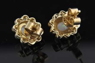 Laura Ramsey 14K Gold Opal Diamond Flower Stud Earrings  