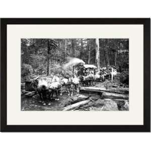   Framed/Matted Print 17x23, Loggers and Their Logs