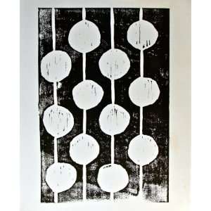  Bulbs Black and White Linocut, Limited Edition Digital 