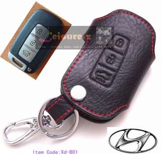 HYUNDAI Smart Key Chain Leather Holder Cover Case Fob Remote Sonata 