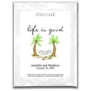 Cocoa Wedding Favor   Life Is Good   Palm Trees With Heart  