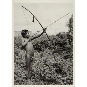  1931 Kayapo Indian Boy Bow Arrow Brazil Photogravure 