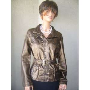  Metalic copper faux leather jacket 