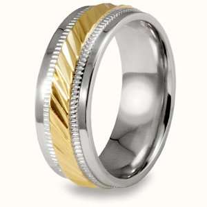  Gold Plated Engraved Stainless Steel Ring (8.0mm)   Size 