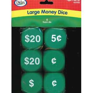  Large Foam Money Dice (Set of 6) Toys & Games