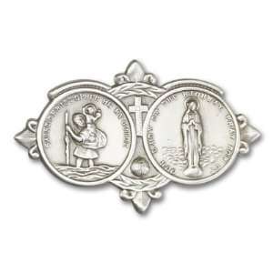  Antique Silver Our Lady of the Highway Visor Clip 