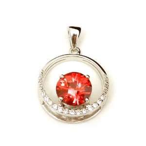 Lab Created Garnet with Diamond CZ Sterling Silver Round Circle 