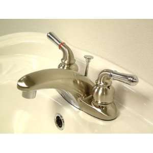   Twin Lever Handles 4 Centerset Bathroom Faucet with Pop Up, Satin