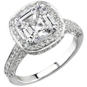  3.08 Ct. Asscher Cut Diamond Engagement Ring G, VS2 (EGL 