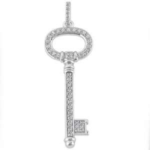    14k .43 Dwt Diamond White Gold Key Charm 45mm   JewelryWeb Jewelry