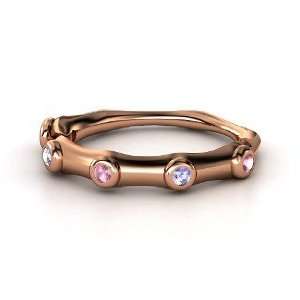  Bamboo Ring, 14K Rose Gold Ring with Pink Tourmaline 