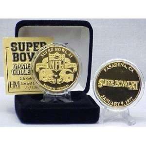  Super Bowl XI 24kt Gold Flip Coin 