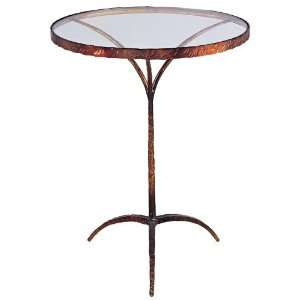  Round Copper Framed with Glass Top Accent Table