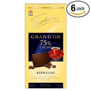 Feodora GrandOr 75% Cocoa Espresso Bar, 3.5 Ounce (Pack of 6)  