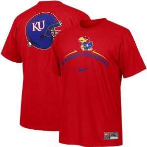  Nike Kansas Jayhawks Red Practice T shirt Sports 