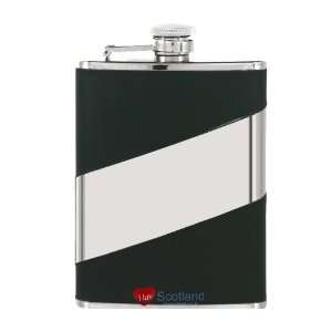 Hip Flask 6oz Stainless Steel Leather Bound Satin Band 