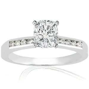   Cushion Cut Diamond Engagement Ring Channel Setting 14K CUTVERY GOOD