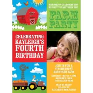  3 Squares Farm Photo Birthday Invitations Health 