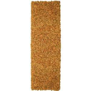    Gold Leather Shag 2.5x12 Rug with 