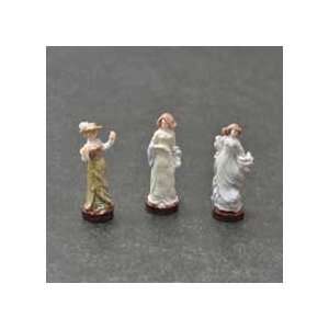  Miniature Three Ladies in Waiting Tabletop Figurines sold 