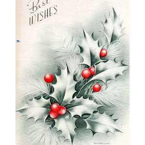   Wishes, Holly, Genuine Steel Engraved, 1947 (used) 