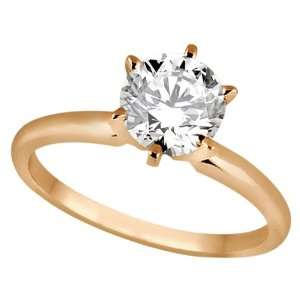  Six Prong 14k Rose Gold Solitaire Engagement Ring Setting 