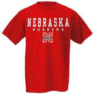  Nebraska Cornhuskers Red Collegiate Big Name T shirt 