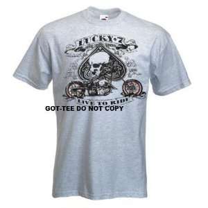  Lucky #7 T Shirt Bikes booze live to ride choppers bikers 