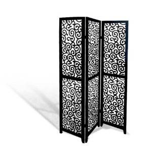  Finely Carved 4  Panel Wood Privacy Screen Electronics
