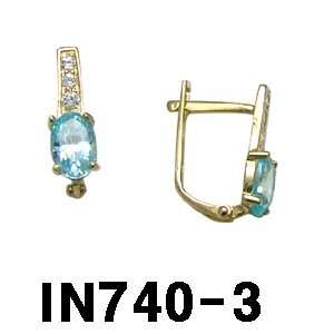   14k Lever Back Earrings with Light Blue Stone (yellow gold) Jewelry
