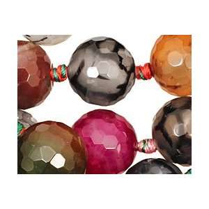  Multi Color Fire Agate Beads Faceted Round 18mm Arts 