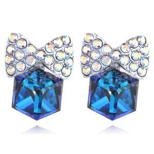 Capri Blue Sapphire Tone AB Cubed Fancy Bows Swarovski Crystal Element 