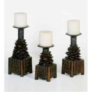  3Pc Pine Cone Candle Holders