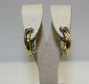David Yurman Crossover Hoop Earrings 18kt Silver  