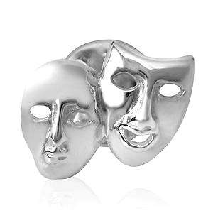 Silver Plated Theatre Mask Lapel Pin Amdram Drama Group  