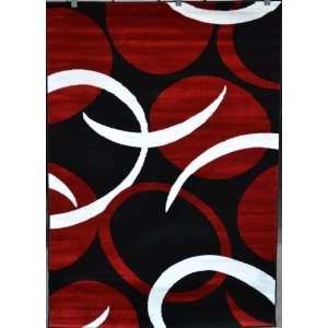   Red Black 5x7 Area Rugs Carpet Modern Abstract New