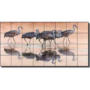  Sea Bird Ceramic Tile Mural Backsplash 34 x 17   Night 